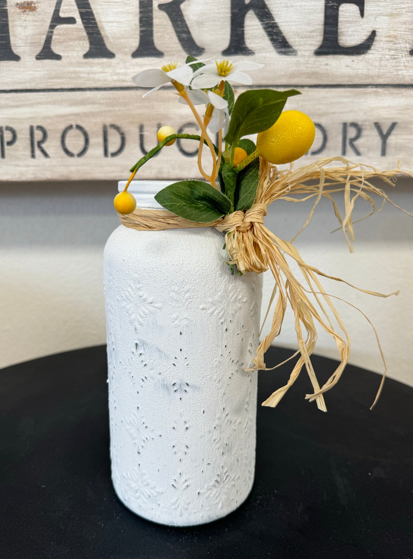 Painted Glass Jar Decor with Lemon Detail