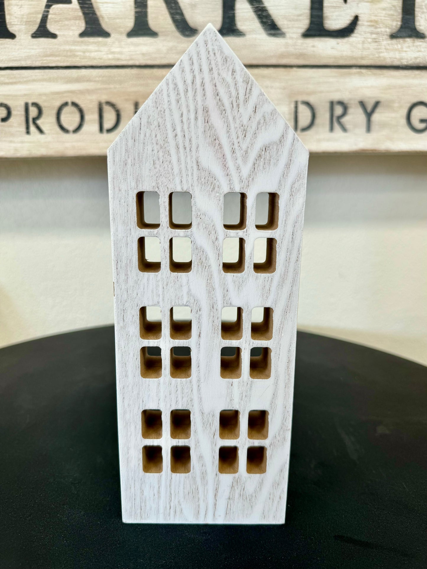 Six Windowed White Wood House Cutout