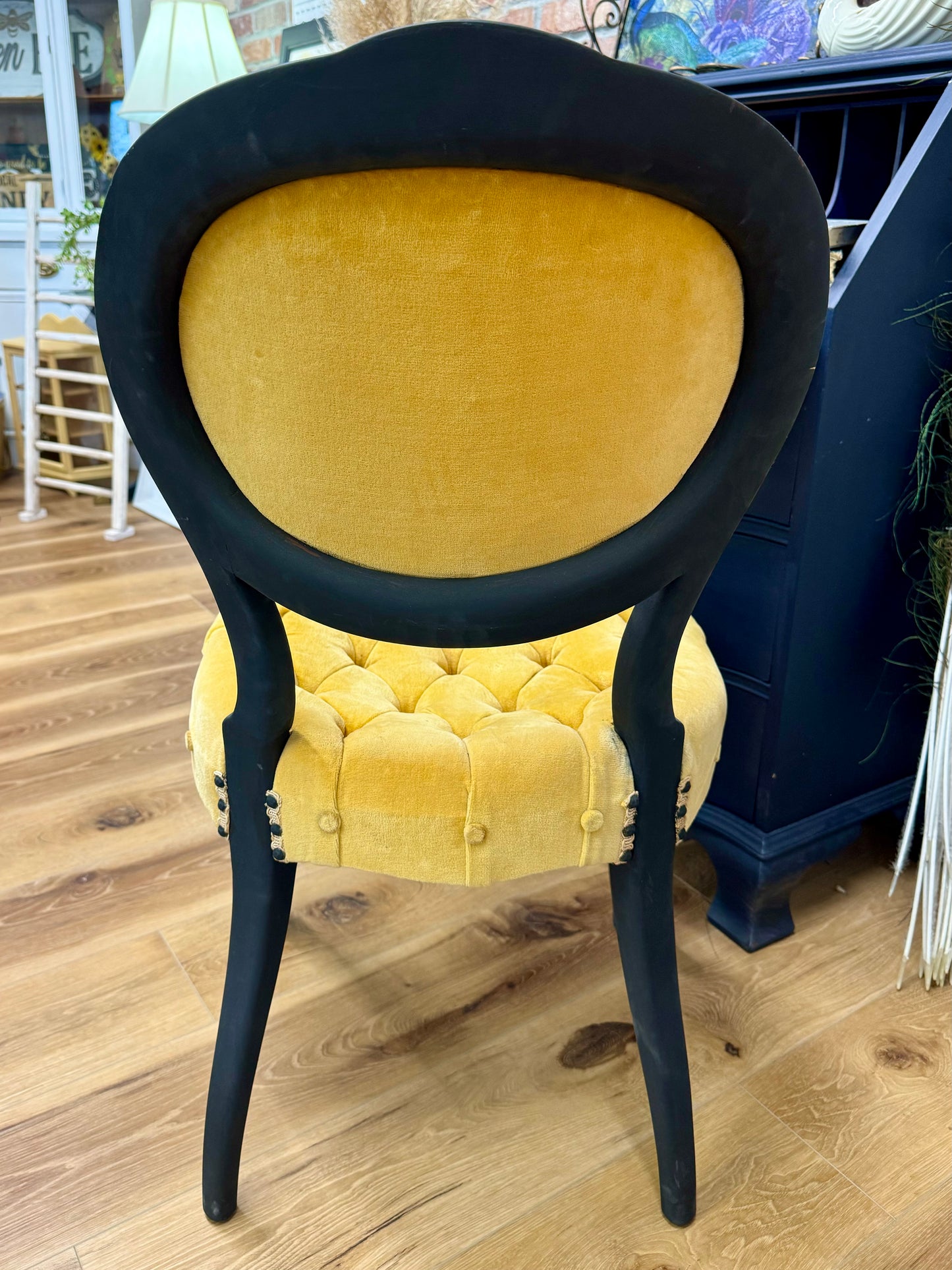 Gold and Black Vintage Velvet Upholstered Chair
