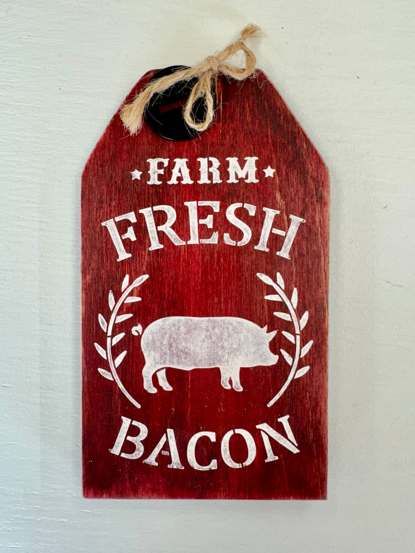 Farm Fresh Bacon Wooden Tag Decor