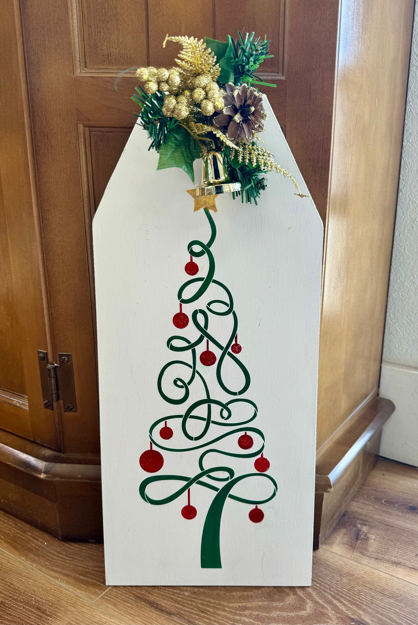White Large Christmas Wooden Door Tag