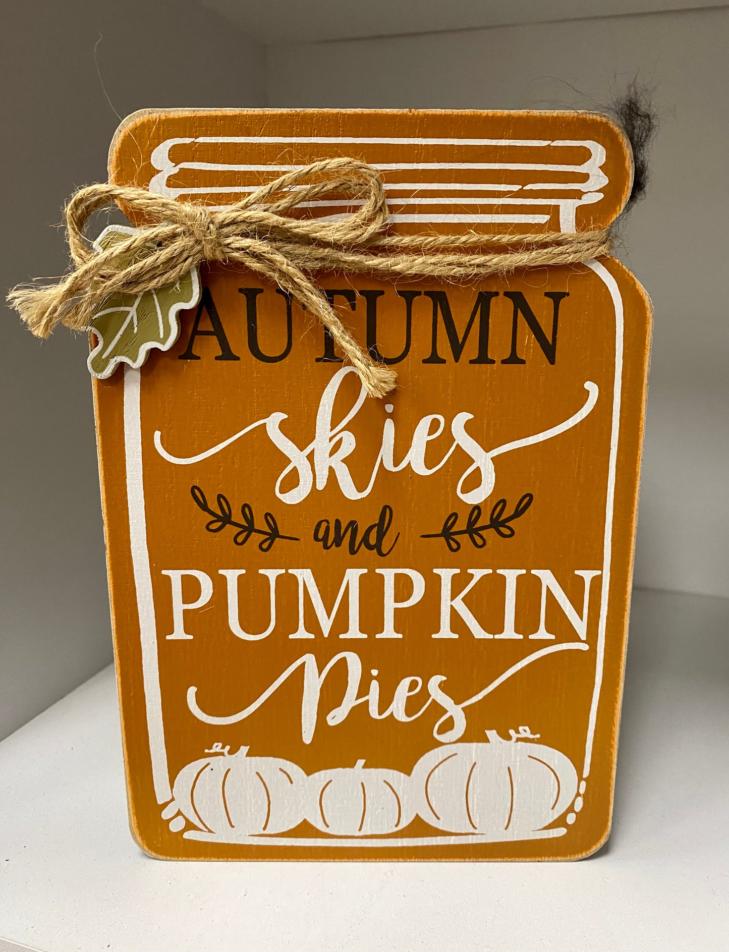 Wood Mason Jar Autumn Shelf Sitter