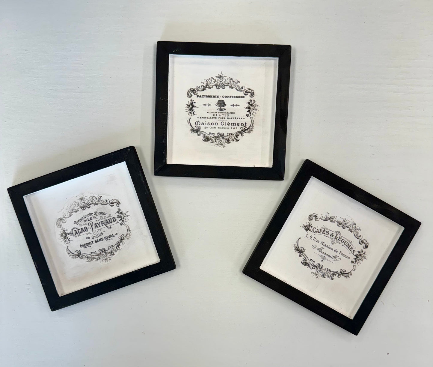 French Style Wood Decoupage Sign Trio