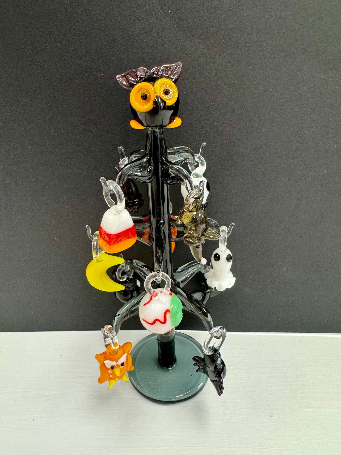 Blown Glass Halloween Charm Tree