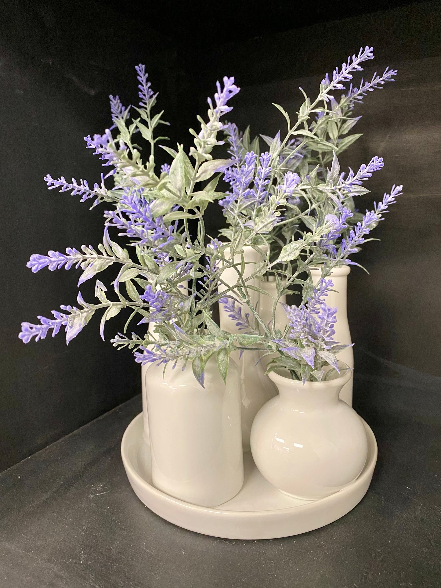 Ceramic Cluster Bud Vases with Faux Floral