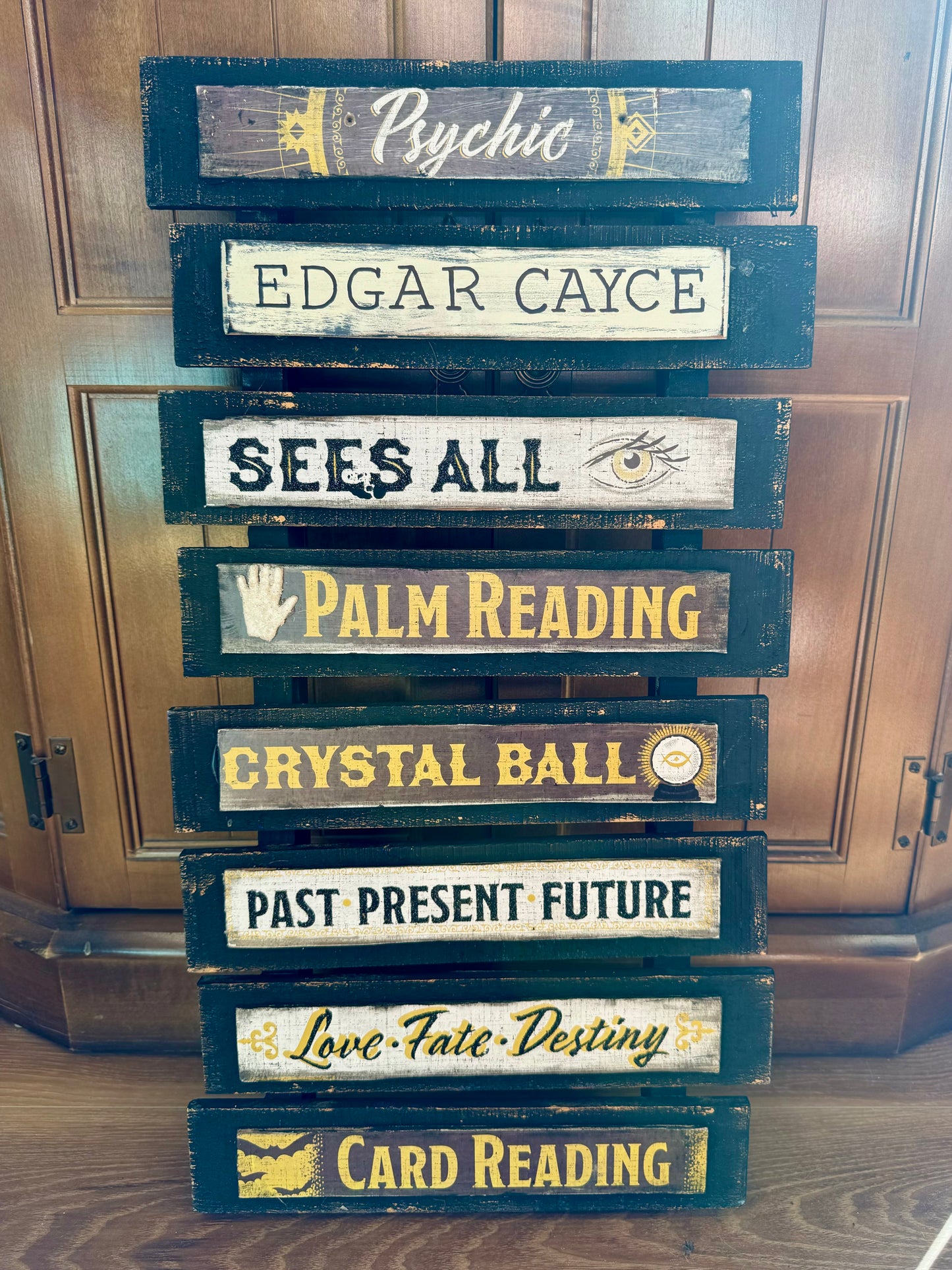 Psychic Black Wood Plank Sign