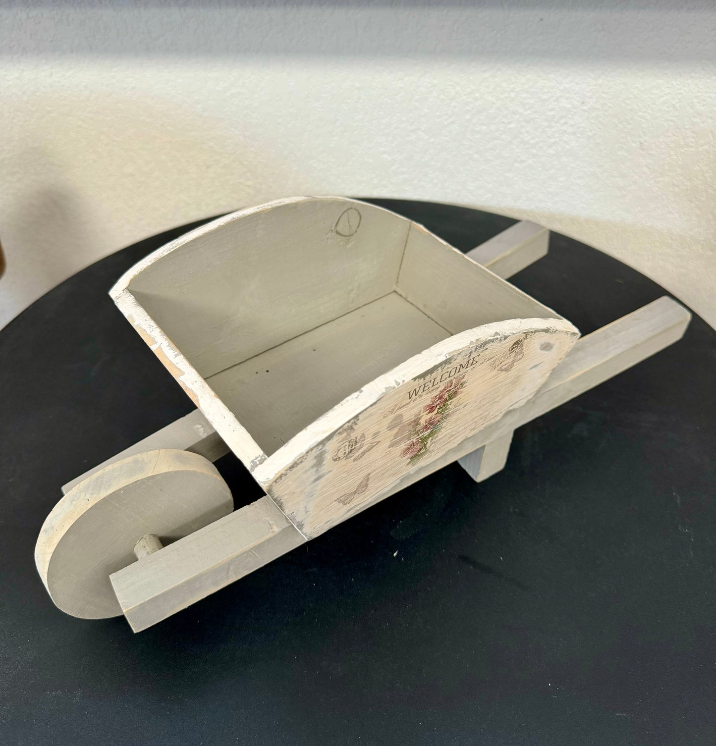 Small Wooden Wheelbarrow Decor