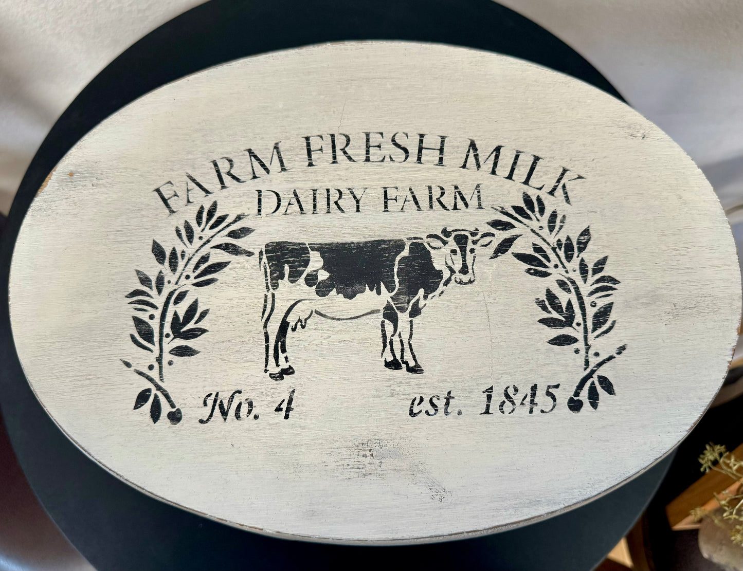 Farm Fresh Milk Wooden Foot Stool