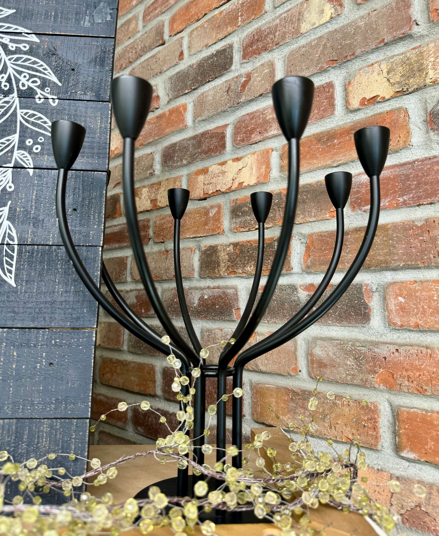 Large Black Mid-Century Modern Style 8 Arm Candelabra