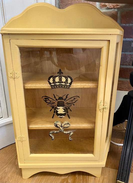 Small Yellow Queen Bee Curio Cabinet