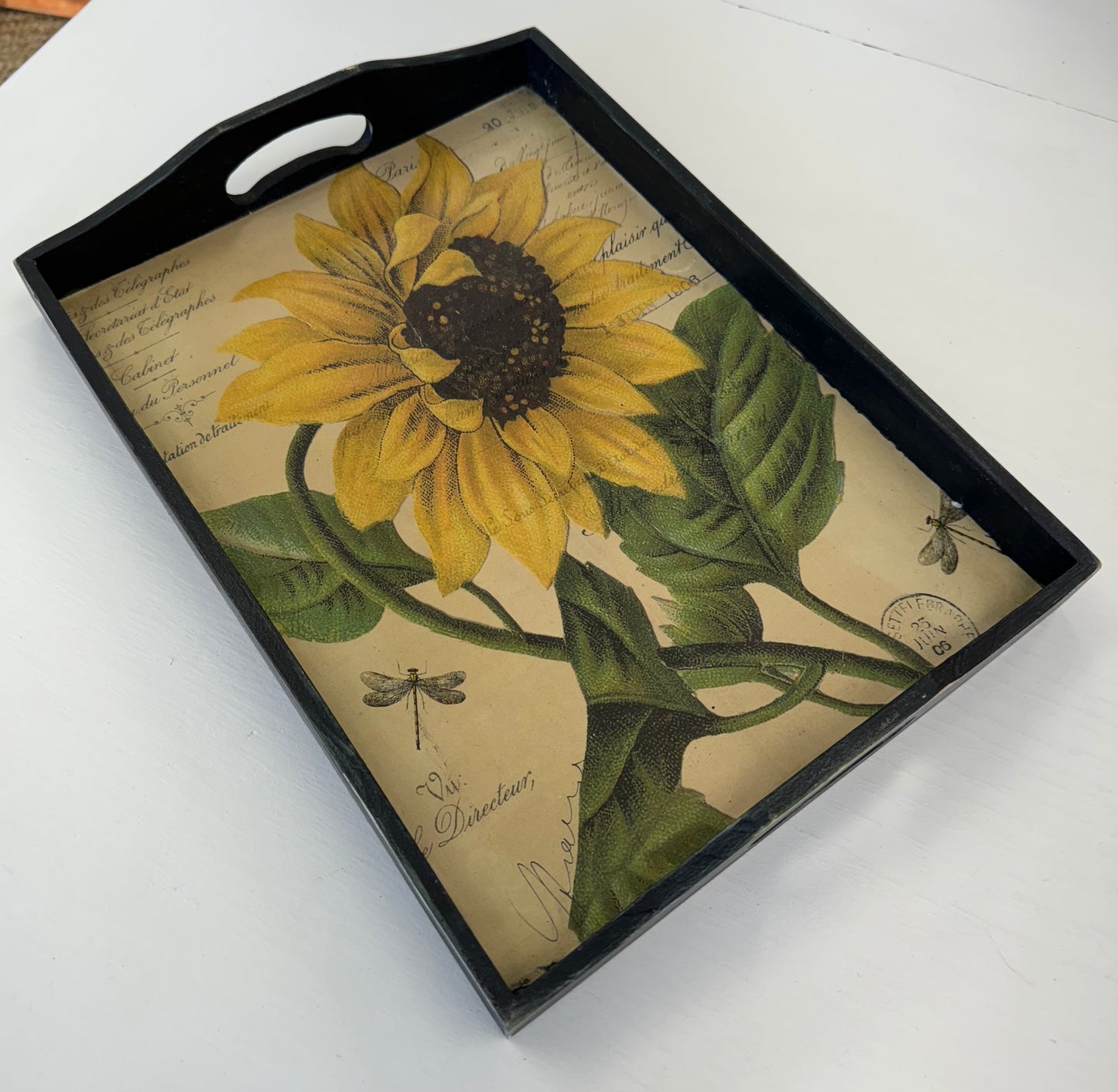 Decoupage Sunflower Tray