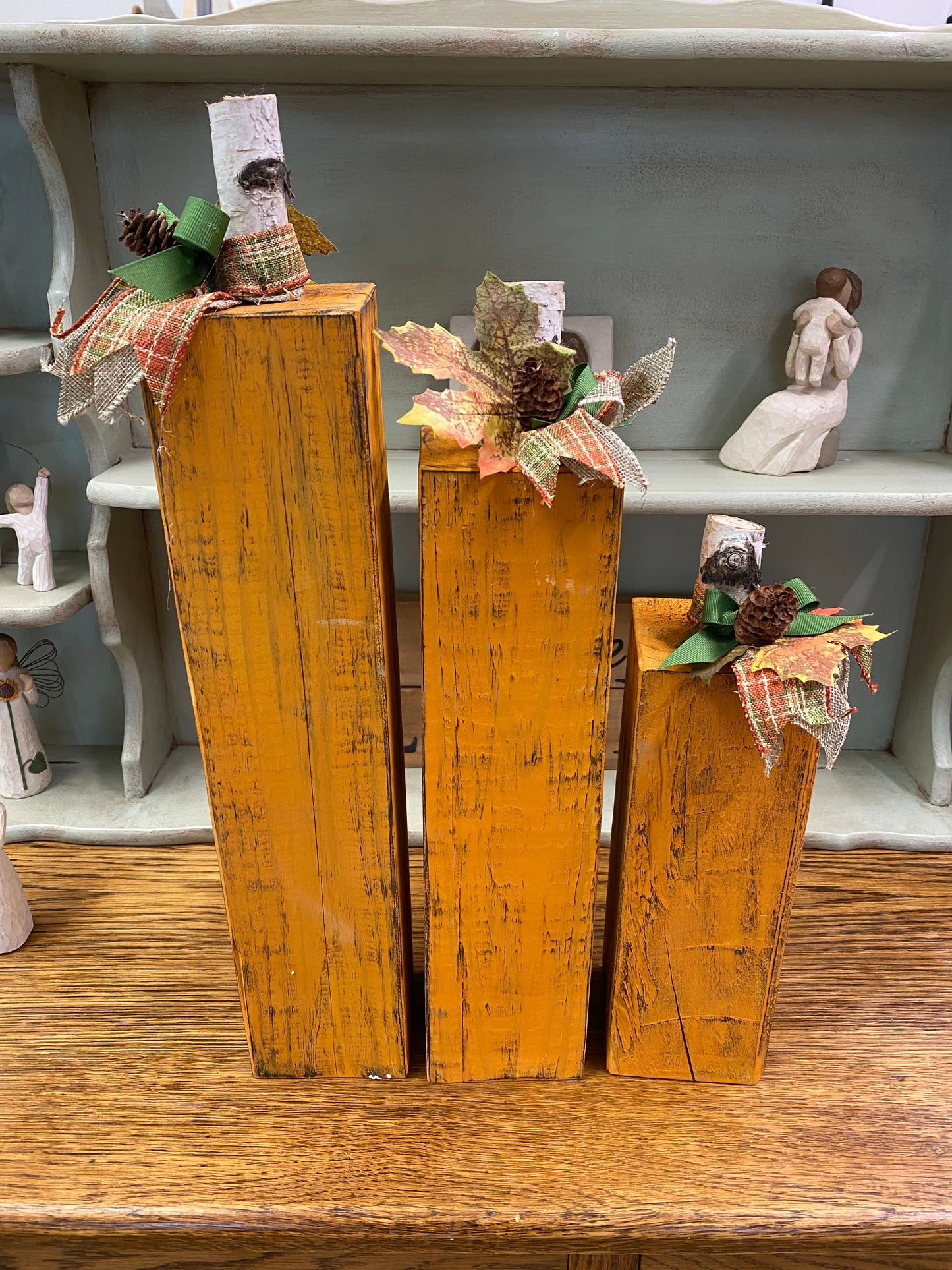 Wood Pumpkin Set