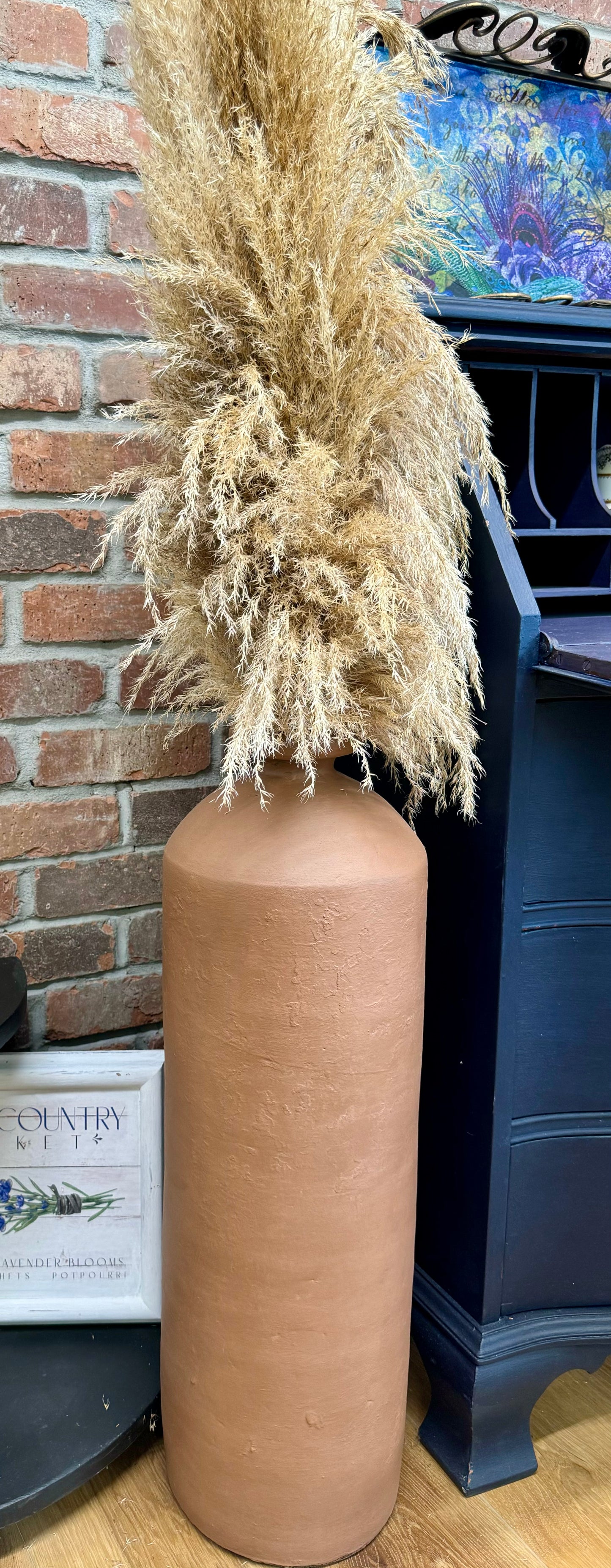 Tall Mushroom Brown Ceramic Vase