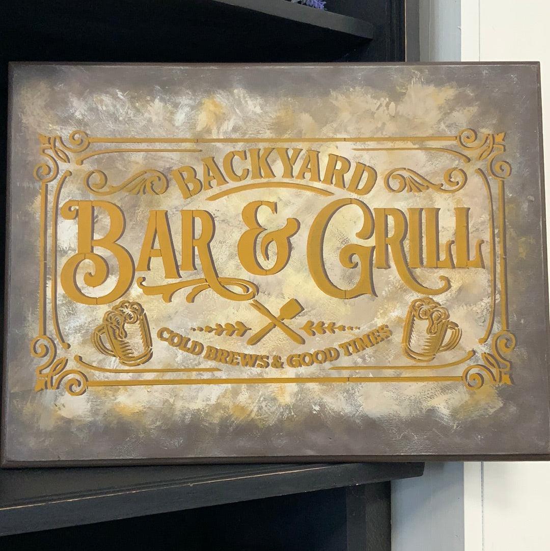 Wooden Bar and Grill Sign