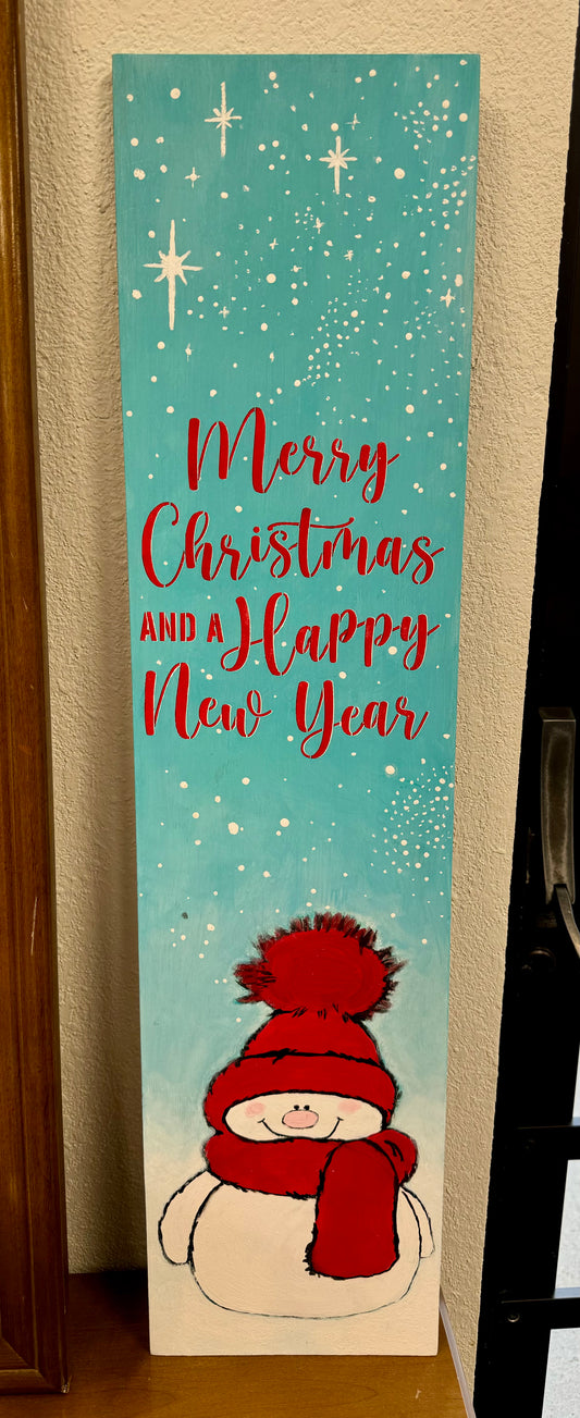 Christmas Cozy Snowman Wood Sign