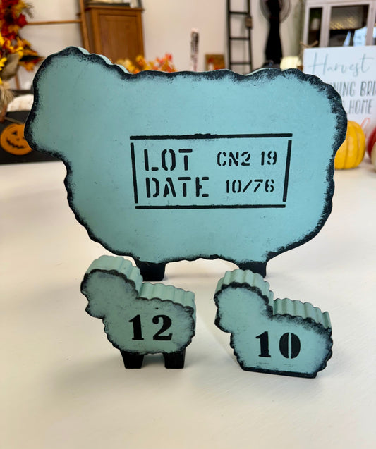 Wooden Sheep “Lot Date” Cutout Set