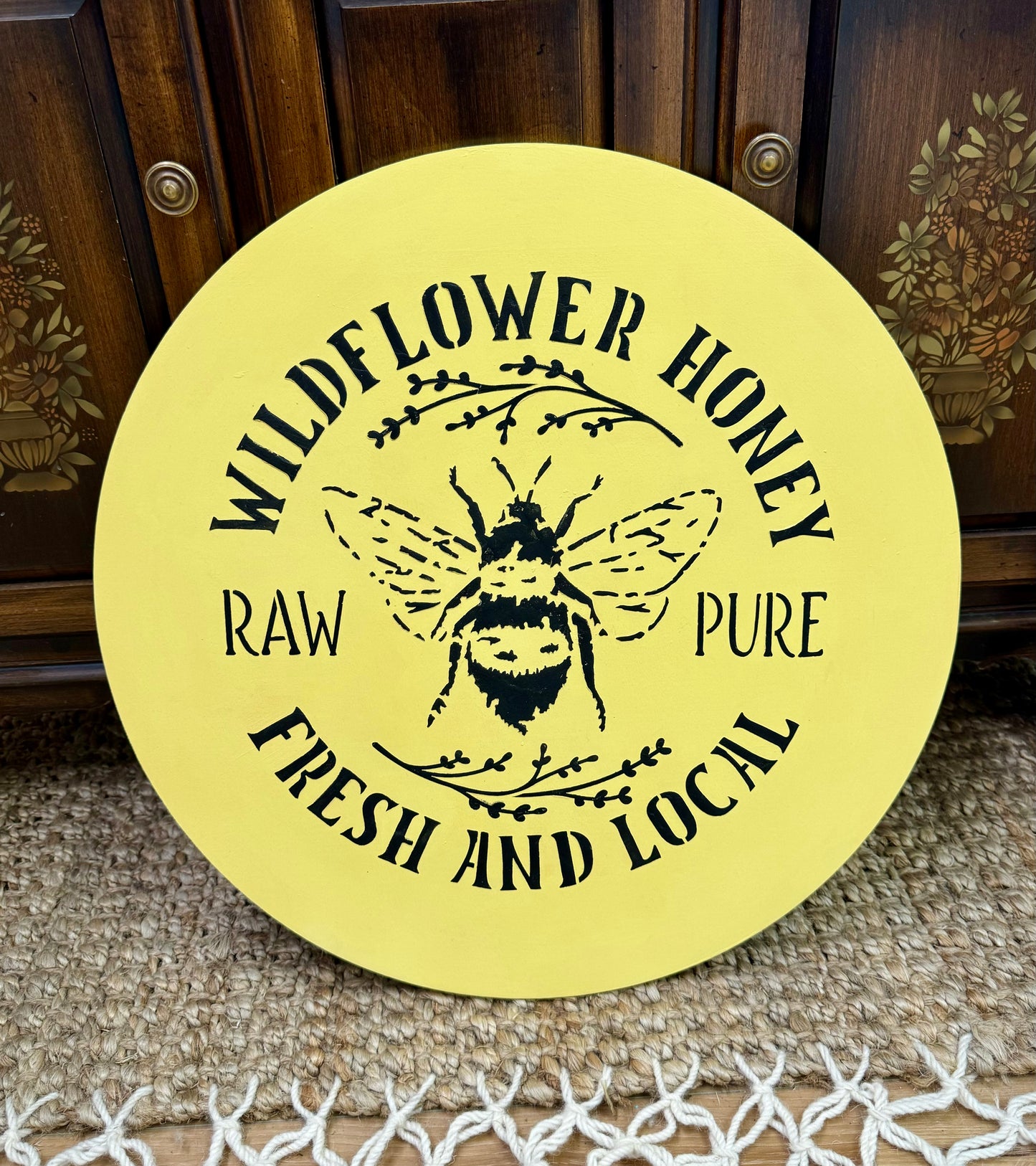 Wildflower Honey Wood Round Sign