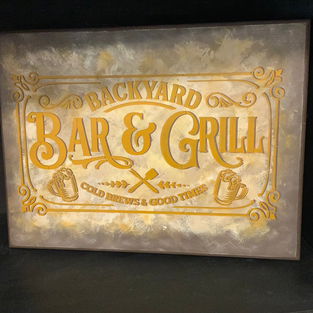 Wooden Bar and Grill Sign