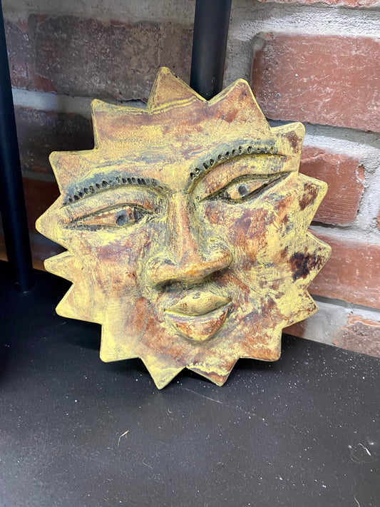 Painted Wood Sun with Face