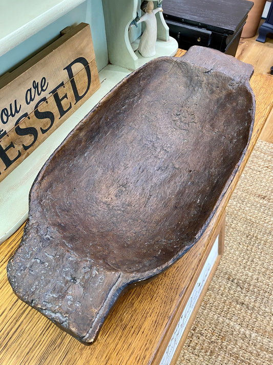 Large Hand-carved Wood Dough Bowl