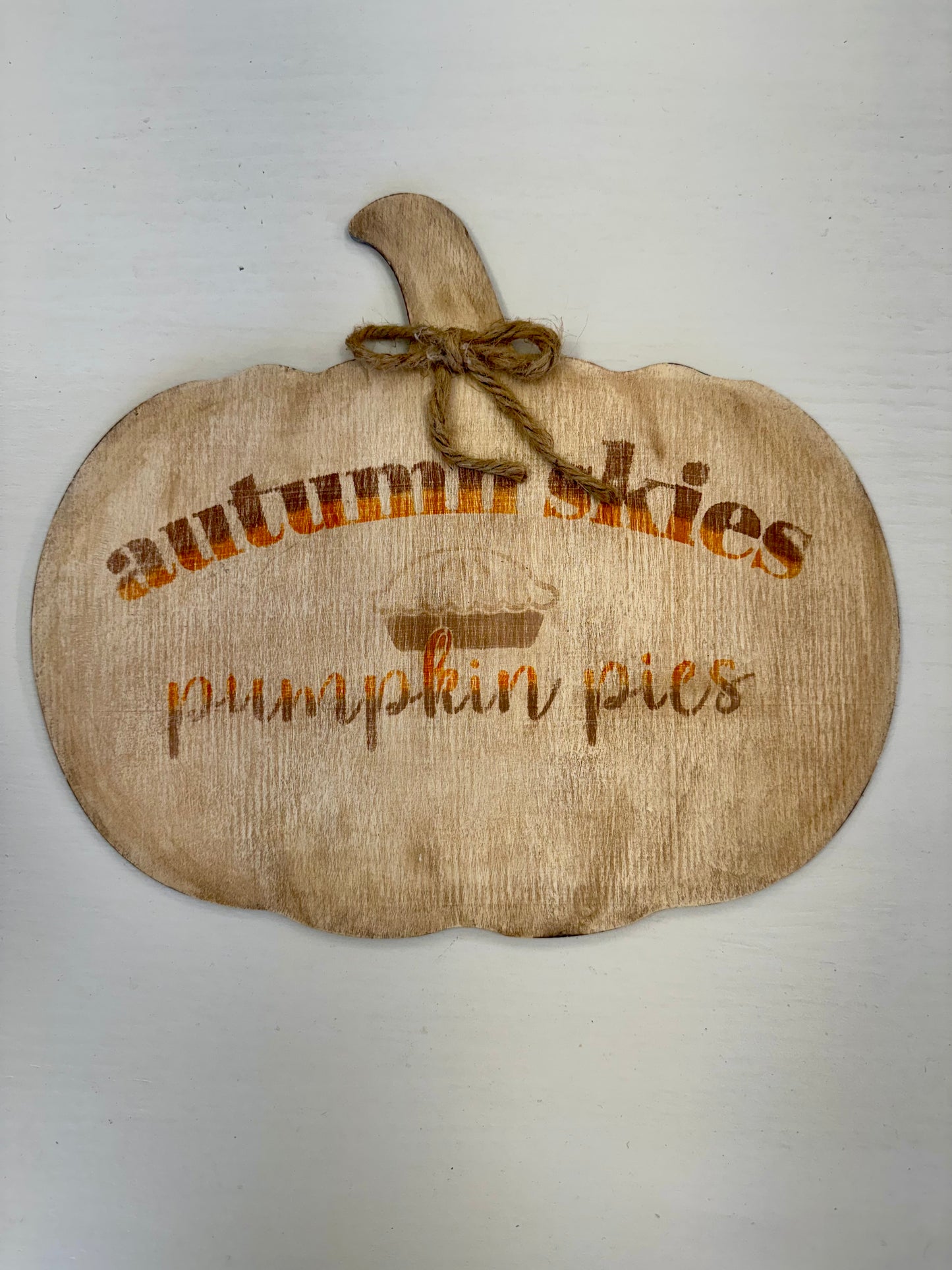 Reversible “Autumn Skies…Hello Pumpkin” Wood Pumpkin Sign