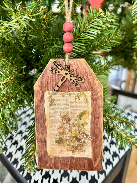 Fairy Wood Tag Christmas Ornament #1