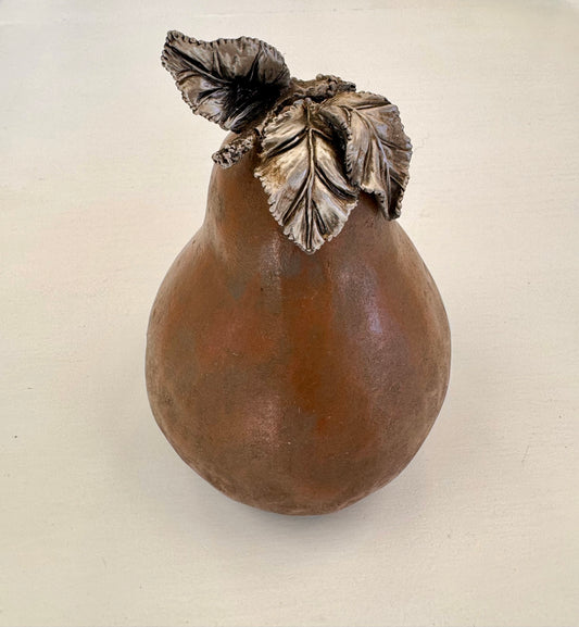 Pear with Silver Leaves Decor