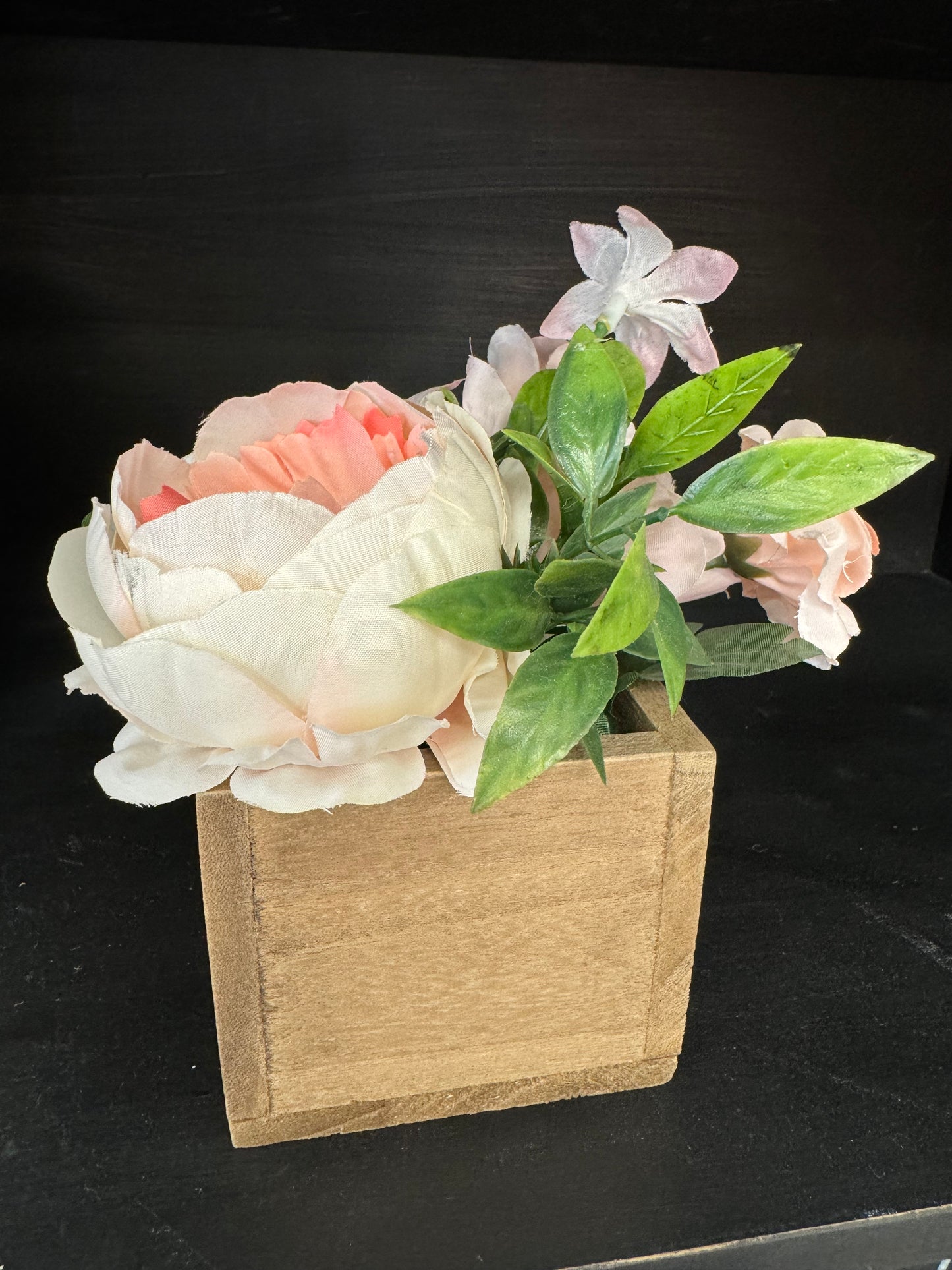 Rustic Wood Box with Peony Floral