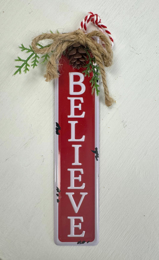 Believe Small Metal Tag Decor