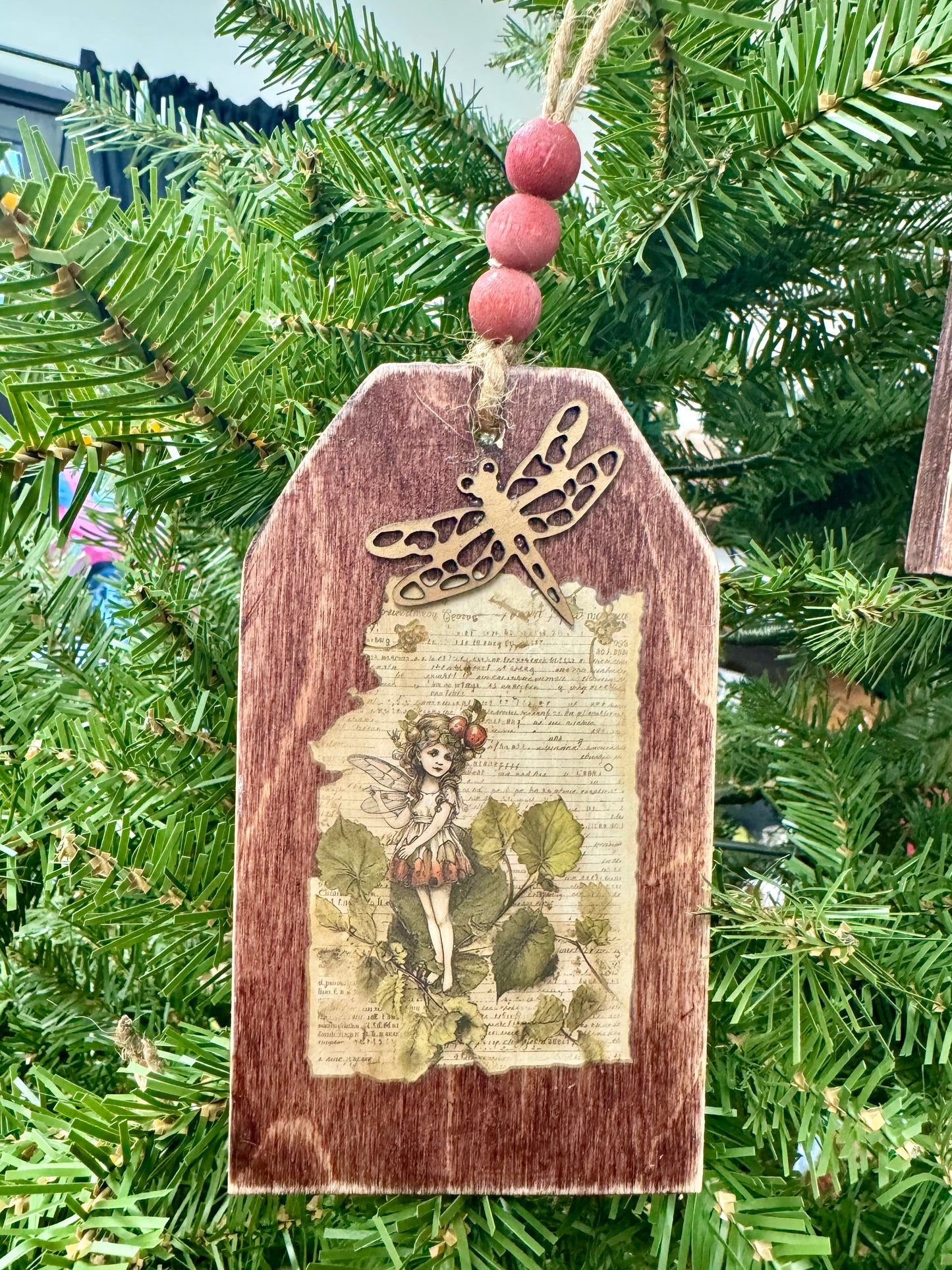 Fairy Wood Tag Christmas Ornament #5