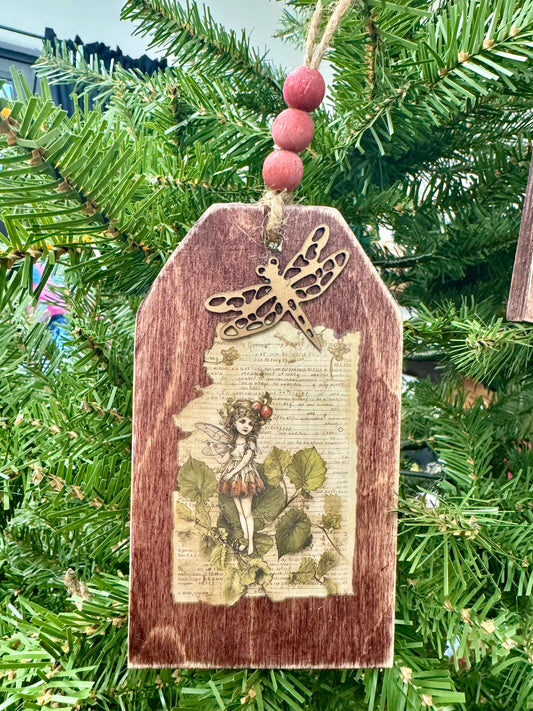 Fairy Wood Tag Christmas Ornament #5