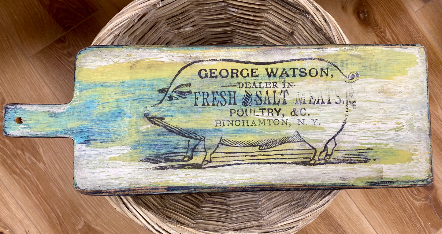Wood Paddle George Watson Pig Sign