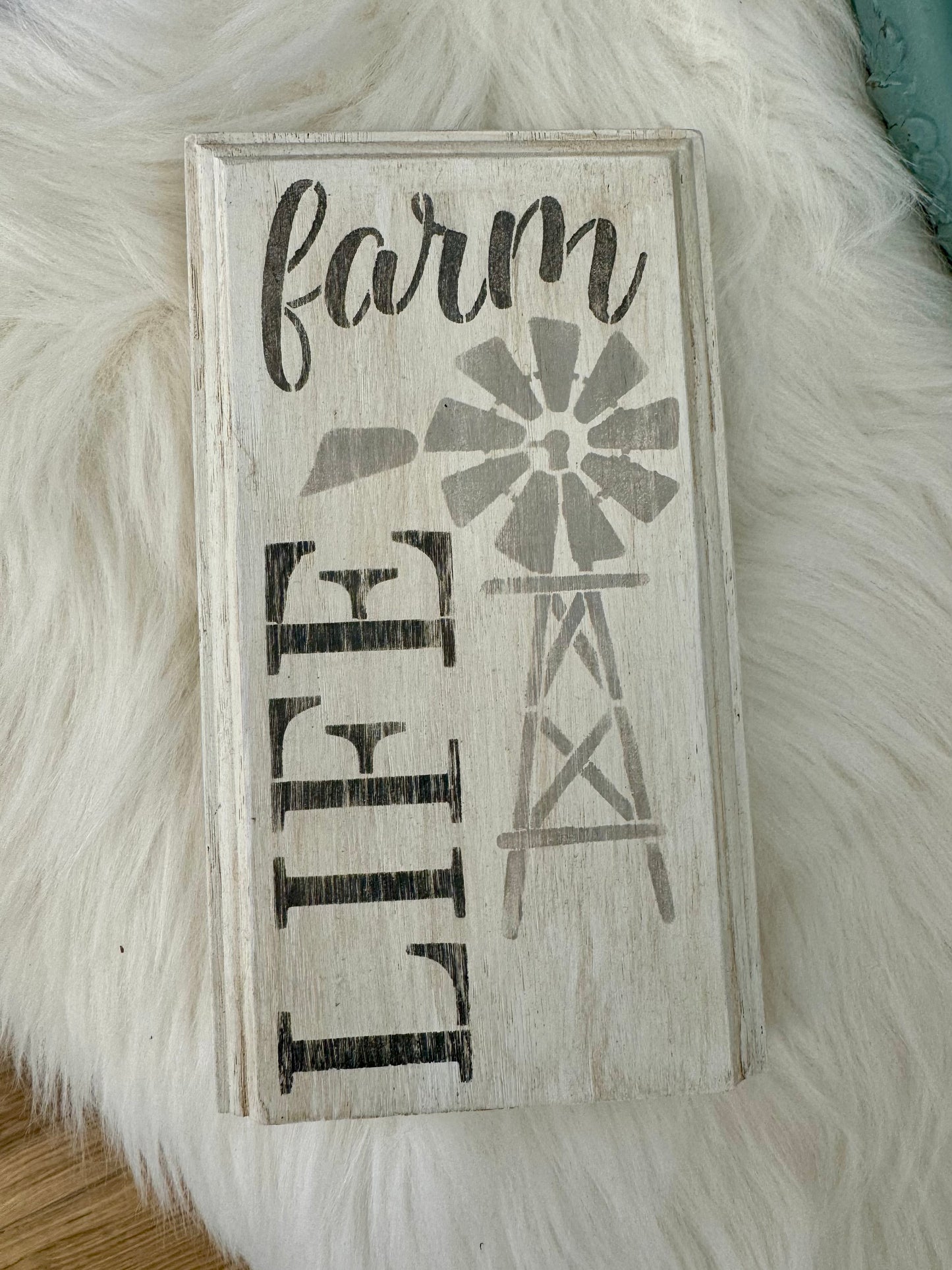 “Farm Life” Windmill Small Wooden Sign