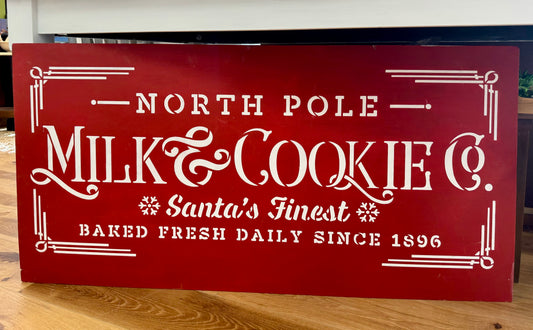 North Pole Milk & Cookies Large Wood Sign