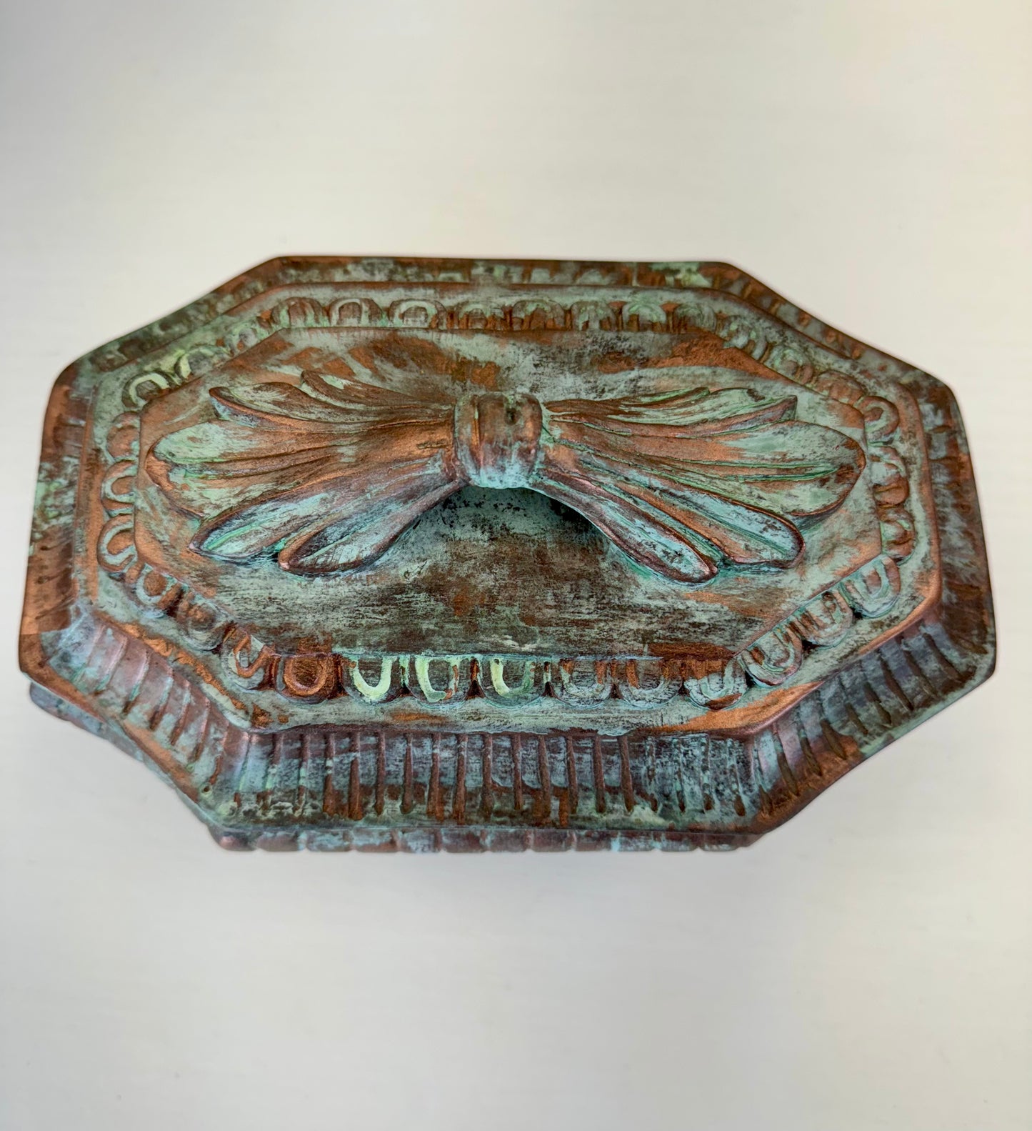 Patina Style Painted Dish with Lid