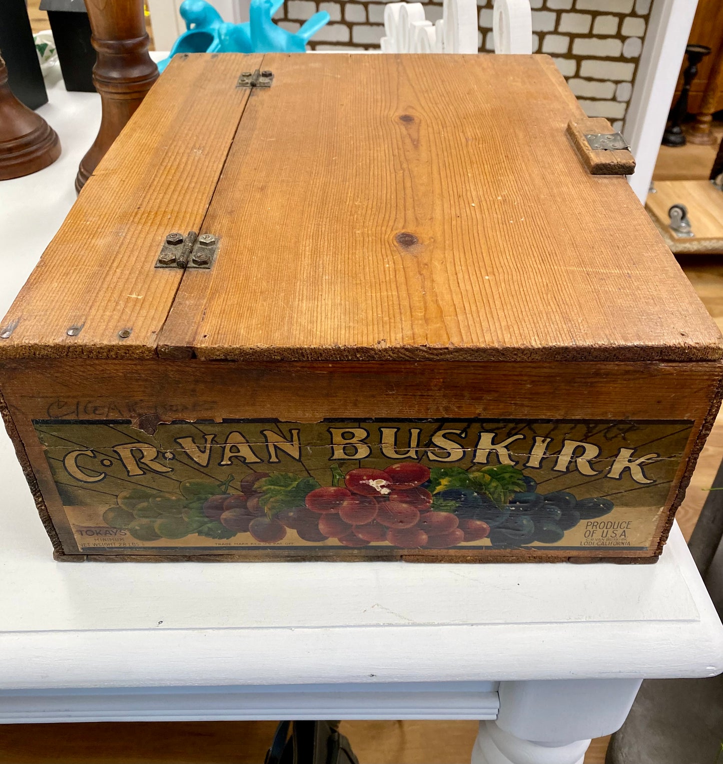 Antique Wood Crate with Fruit Label