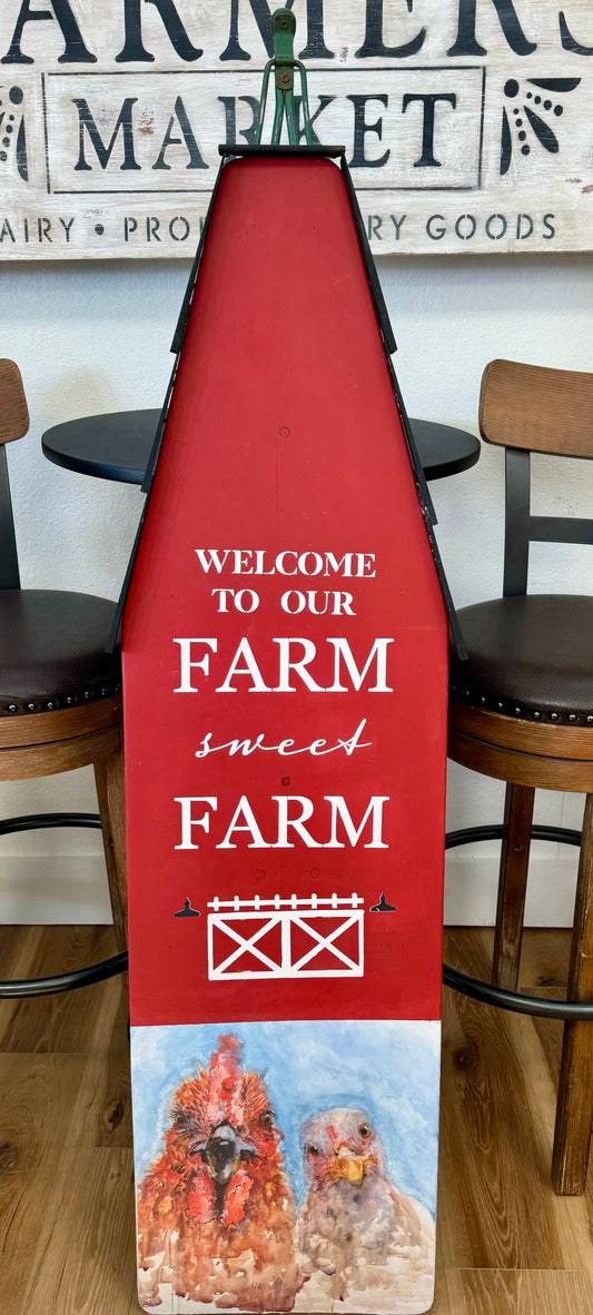 Welcome to Our Farm Sweet Farm Vintage Wood Ironing Board Sign