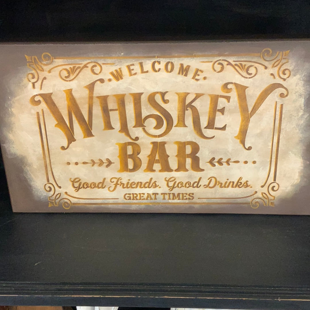 Whiskey Bar Painted Wood Sign