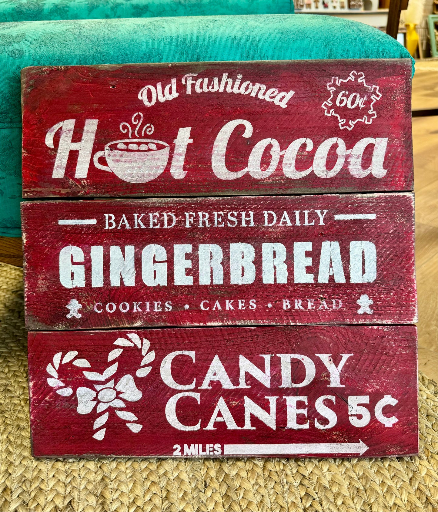 Hot Cocoa, Gingerbread, Candy Canes Wood Sign