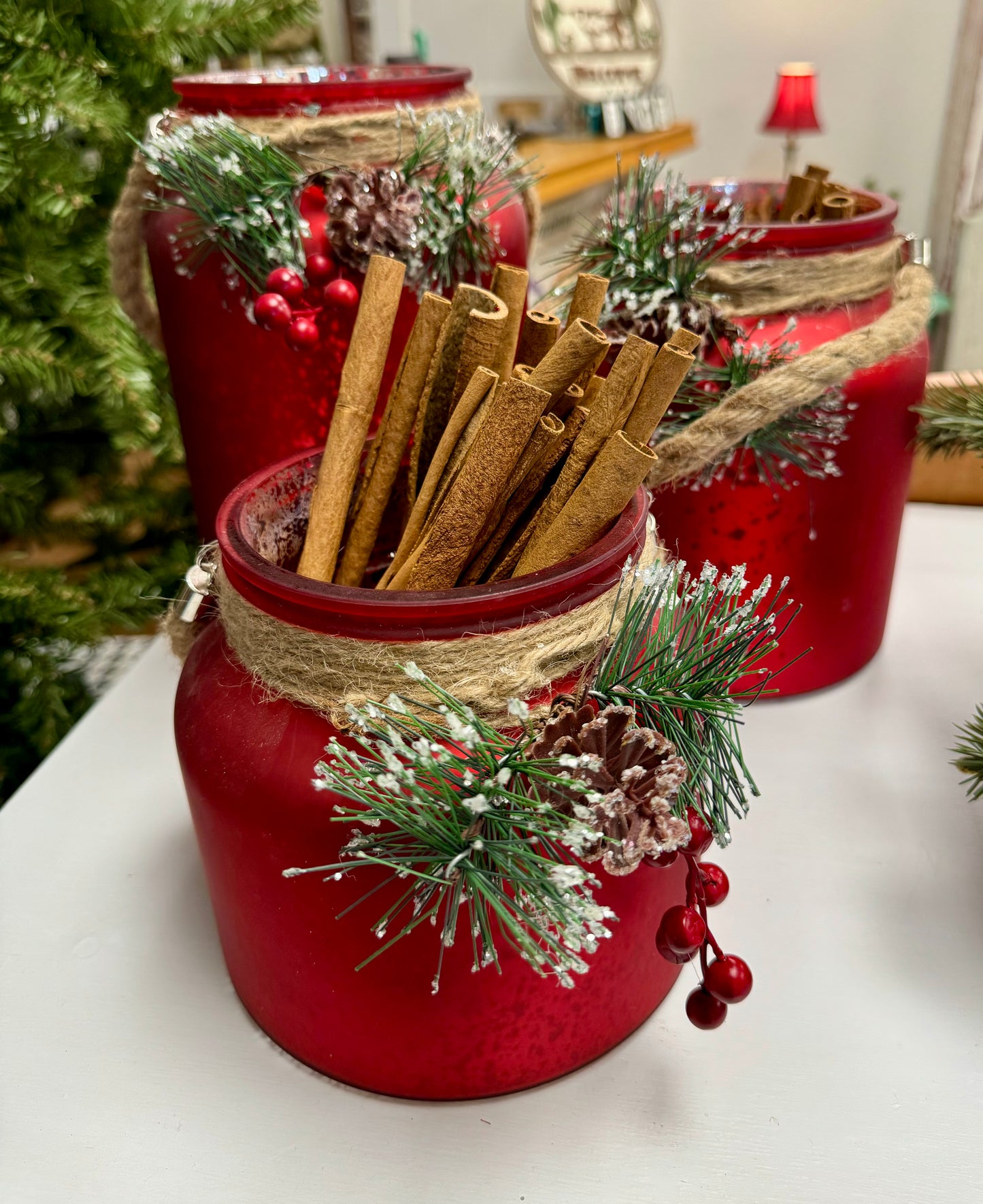 Red Christmas Jar Decor Set