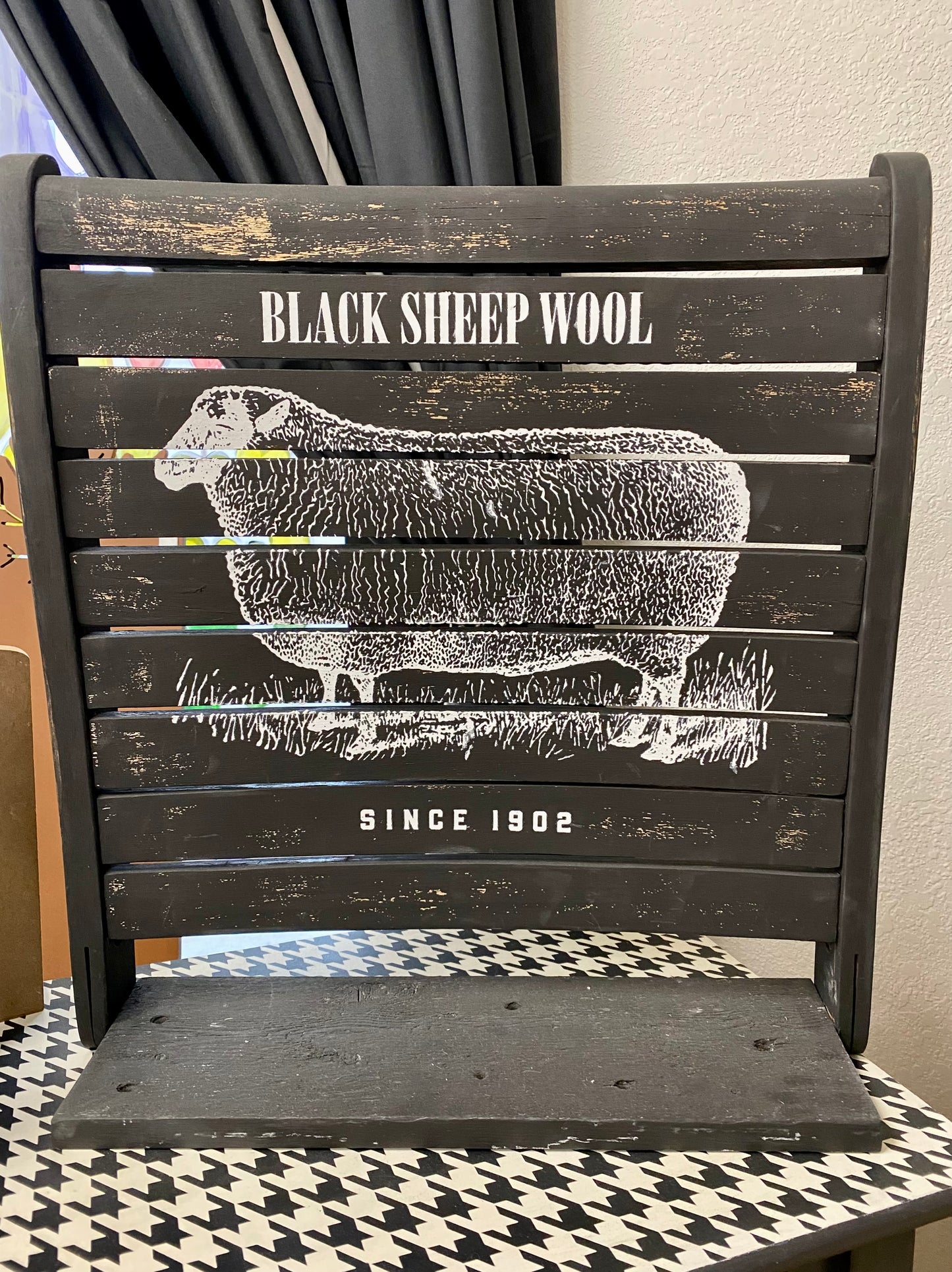 Black Sheep Wool Chair Back Standing Sign