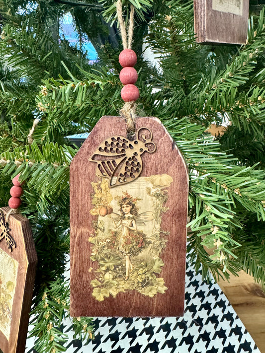 Fairy Wood Tag Christmas Ornament #2