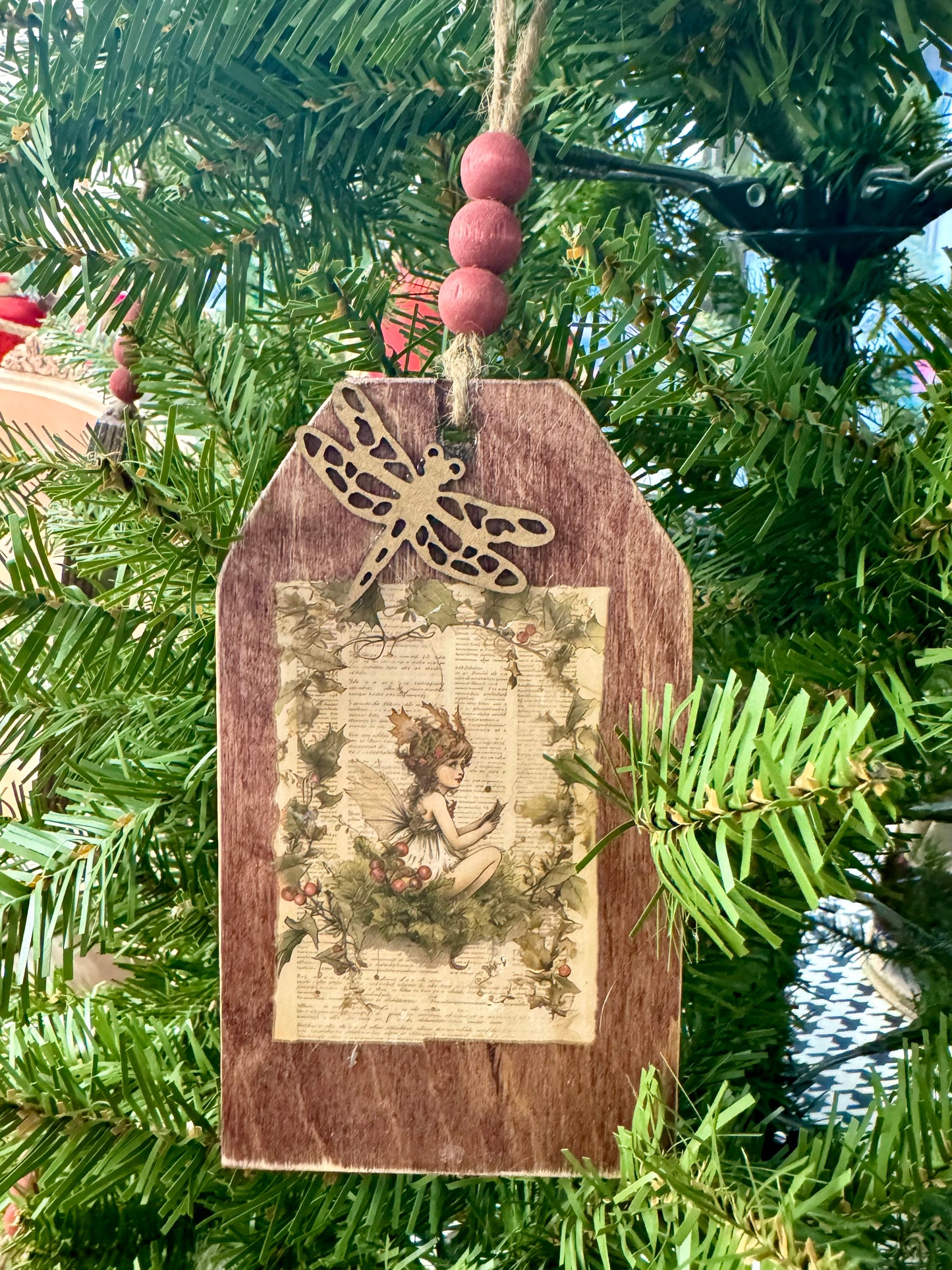 Fairy Wood Tag Christmas Ornament #3