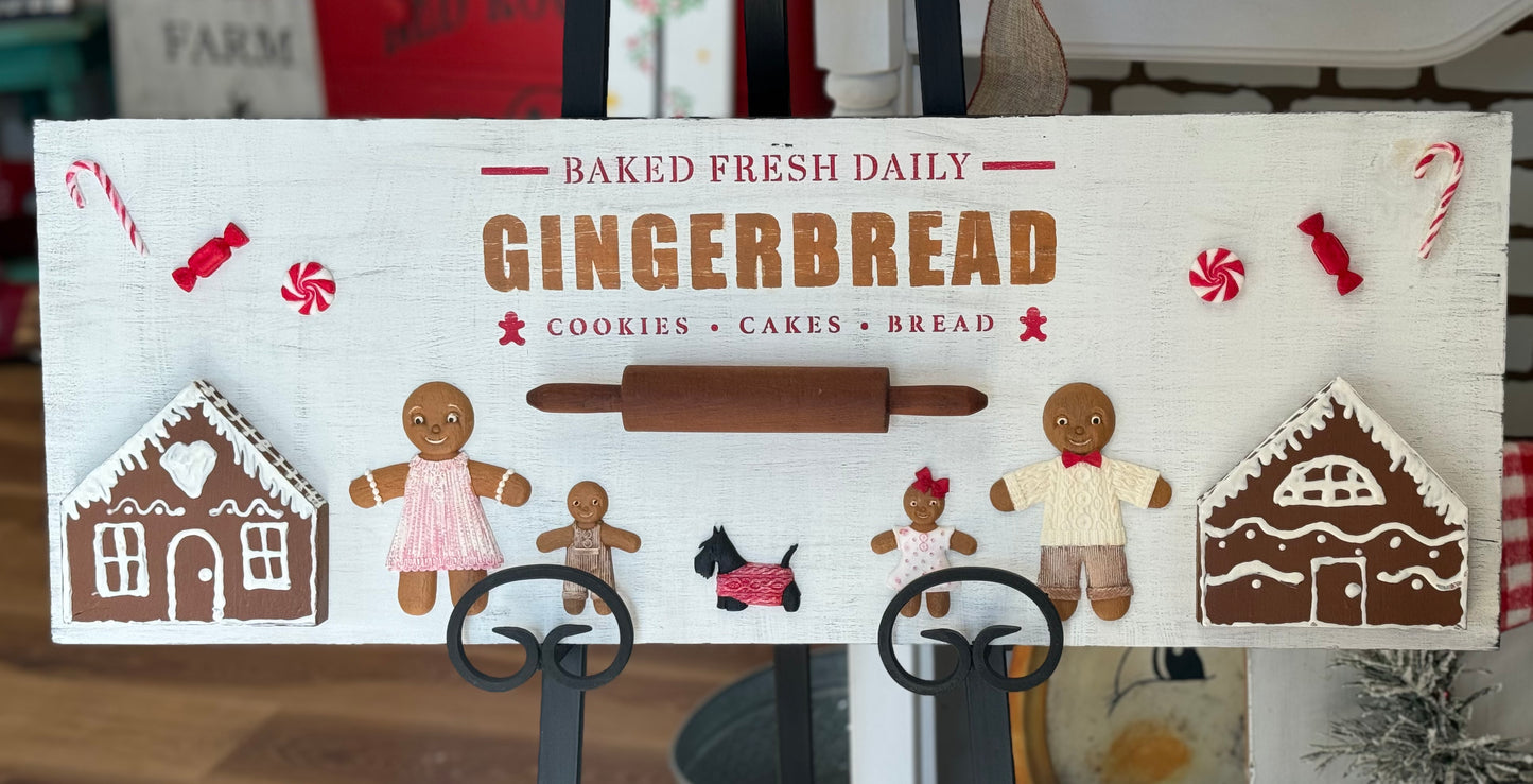 Large Gingerbread Theme Wooden Sign