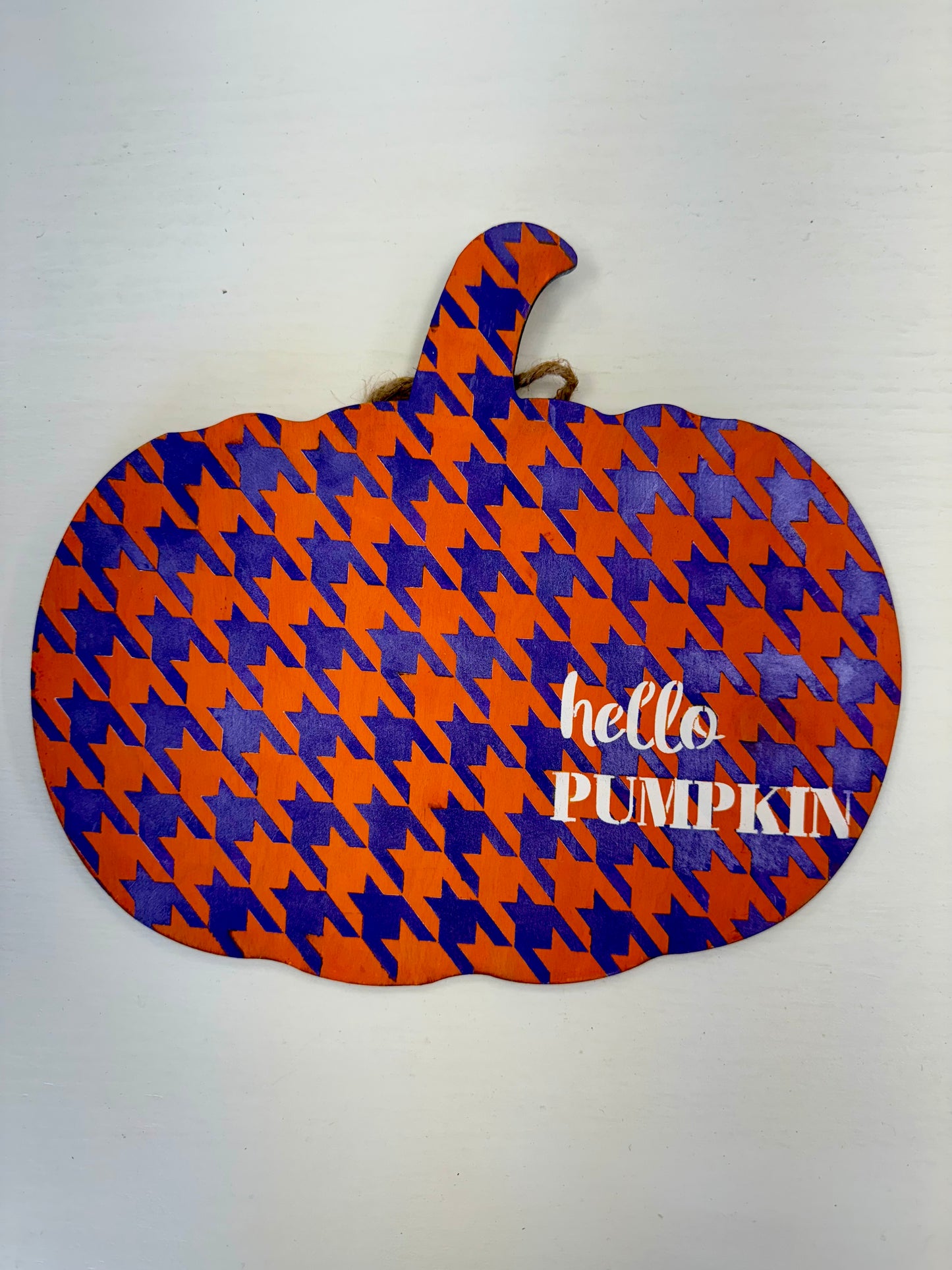 Reversible “Autumn Skies…Hello Pumpkin” Wood Pumpkin Sign