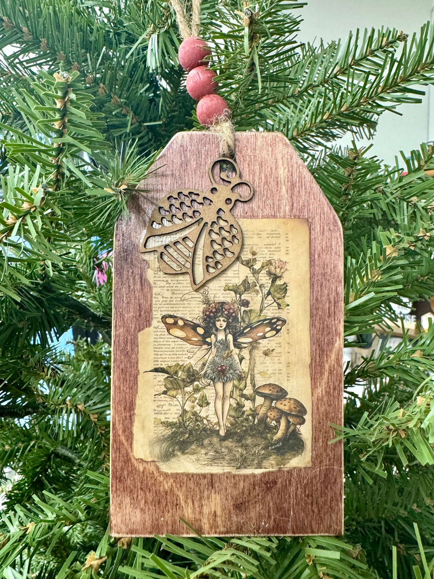 Fairy Wood Tag Christmas Ornament #6