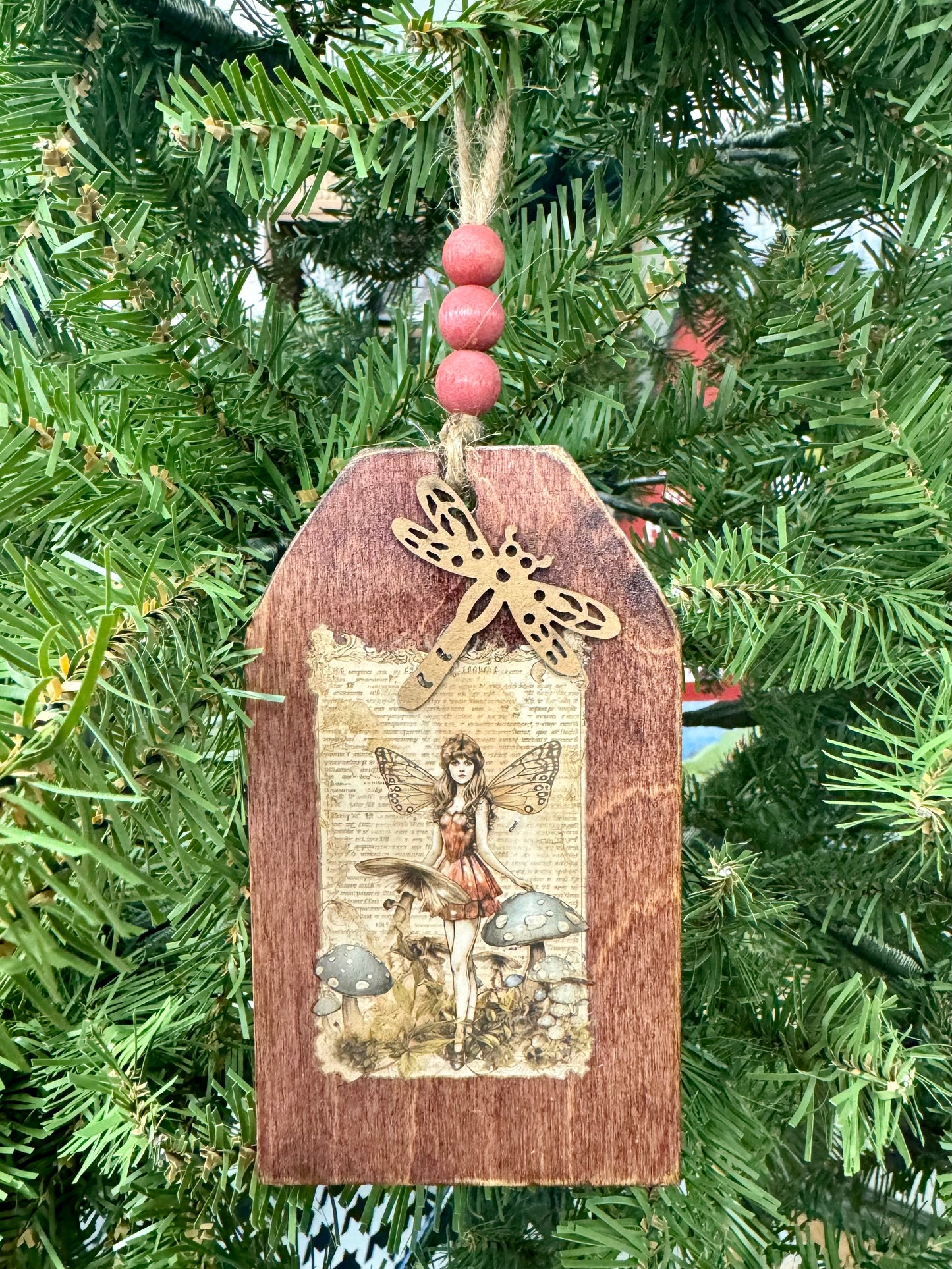 Fairy Wood Tag Christmas Ornament #4