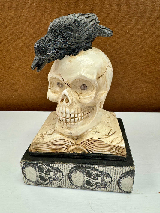 Skull and Raven Book Decor
