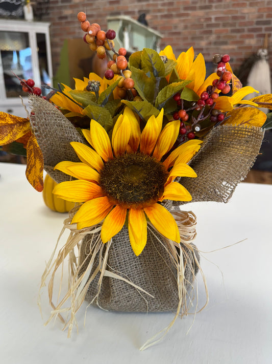Fall Sunflower Burlap Table Decor