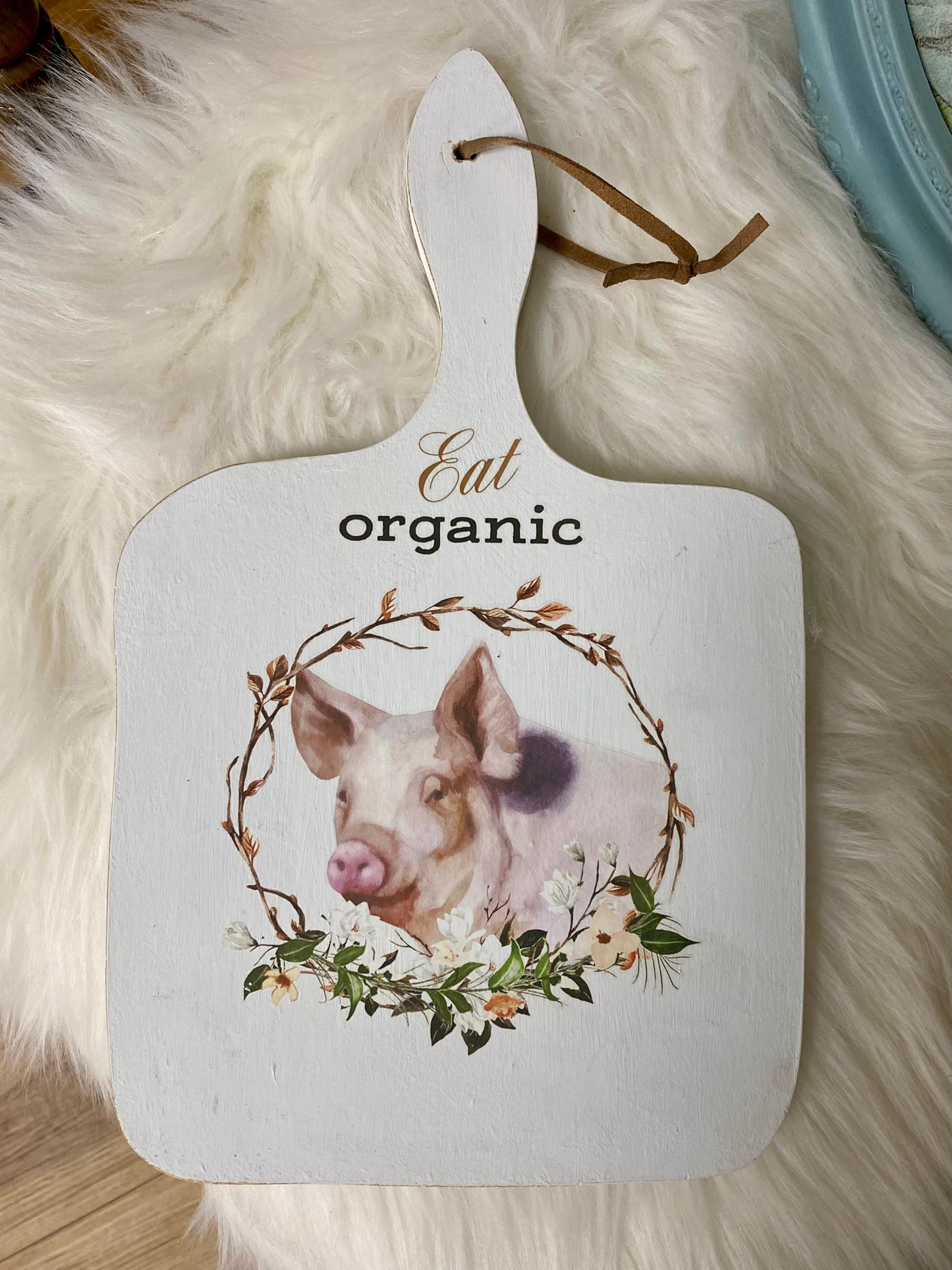 Eat Organic Pig Wooden Cutting Board Sign